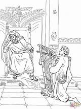 Saul Harp Arpa Davi Tocando Spares Bibel Ausmalbild König sketch template