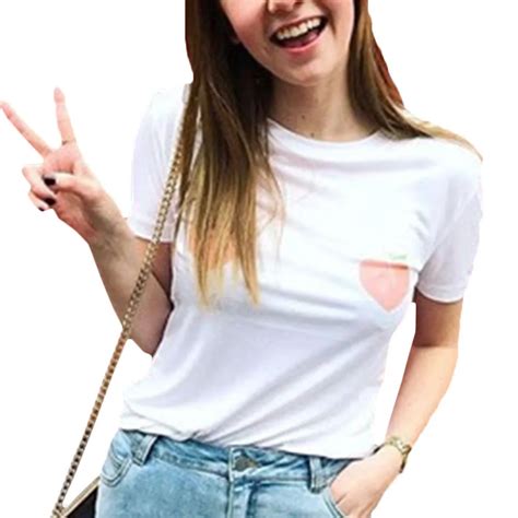 2017 Womens T Shirt White Tee Breast Printed T Shirt Tees Street