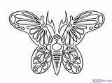Butterfly Draw Tribal Step sketch template