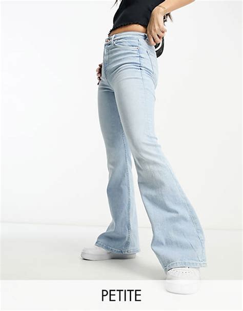bershka petite flared jeans  light blue asos