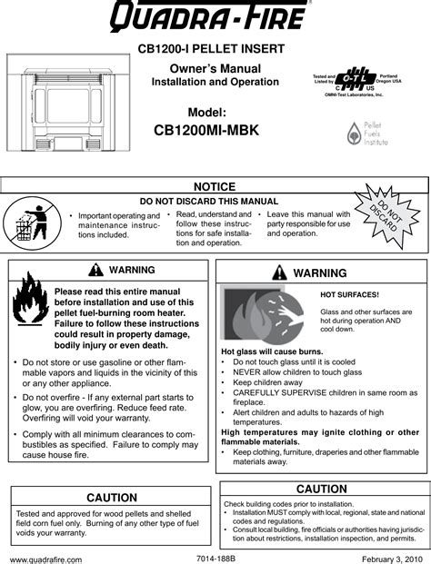 quadra fire pellet insert cbi users manual