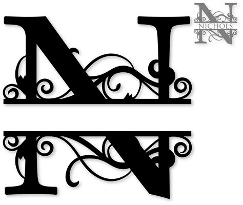 split monogram letters svg png cut files  cricut  silhouette riset