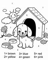 Number Color Kids Coloring Dog Pages sketch template