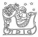 Pere Coloriage Sleigh Traineau Imprimer Père Reindeer Noël Claus Traîneau Cadeaux Coloriages Jule sketch template