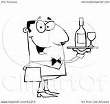 Butler Serving Wine Outlined Clipart Royalty Illustration Toon Hit Rf 2021 sketch template