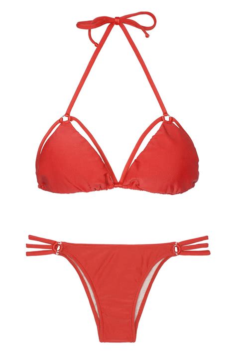 Two Piece Swimwear Brazilian Bikini Tiras Trio Red