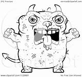 Devil Angry Clipart Outlined Ugly Coloring Cartoon Vector Thoman Cory Royalty sketch template
