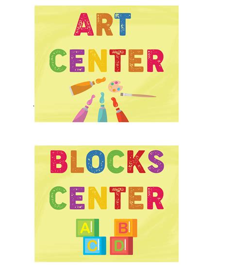 printable center signs