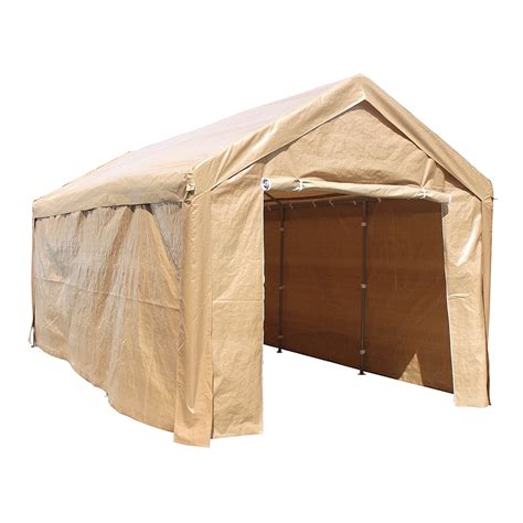 canopy carport tent aleko heavy duty outdoor    ft beige waterproof boat ebay