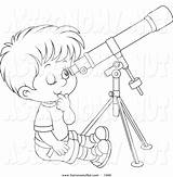 Telescope Coloring Clipart Pages Astronomy Drawing Lineart Boy Looking Getcolorings Through Getdrawings Template sketch template