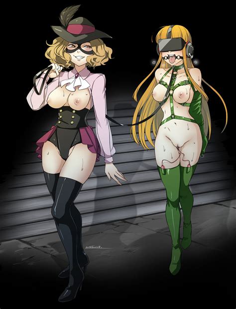 Rule 34 2girls Atlus Blindfold Blouse Bondage Boots Breasts Breasts