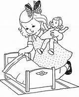 Coloring Pages Girls Cute Doll Little Vintage Girl Dolly Baby Print Color Dolls Colouring Printable Kids Sheets Book Books Adult sketch template