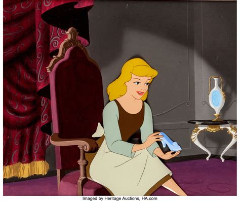 Cinderella Glass Slipper Key Scene Production Cel And Background Walt