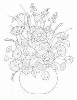 Coloring Vase Flowers Pages Bouquets Drawing Kids Flower Flores Colorear Ramos Boeketten Fun Embroidery Adults Para Adult Kleurplaten Detailed Beautiful sketch template