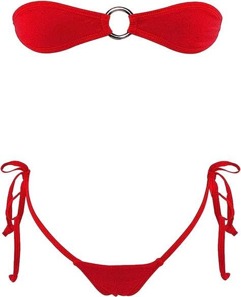 sherrylo micro bikini bandaid bandeau top g string side tie bottom mini