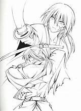 Kenshin Rurouni Ban Coloring Pages Lineart Deviantart Popular Coloringhome sketch template