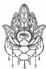 Hamsa Coloring Fatima Tatouage Oeil Amulet Hasma Pins Indianer Augen Zeichnung Wirbelsäulen Indien Ganesha Nz sketch template