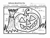 Halloween Addition Subtraction Color Fun Worksheets Math Coloring Grade Worksheet Pages Second 1st First Kids Autumn Multiplication School Choose Board sketch template