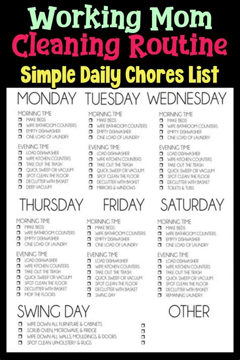 printable cleaning schedule  working moms printable word searches