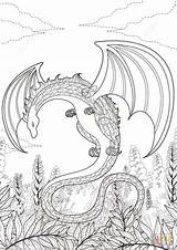 Coloring Dragon Pages Zentangle Printable Drawing sketch template