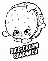 Coloring Pages Shopkins Sandwich Cream Nice Season Drawing Chocolate Chip Printable Dessert Cookie Color Print Lips Stick Figure Donut Lipstick sketch template