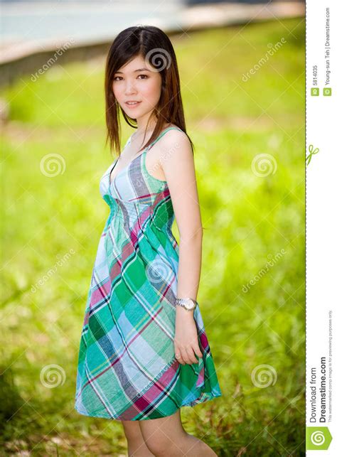 innocent beautiful asian girl outdoors stock image image