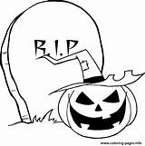 Halloween Rip Coloring Pumpkin Gravestone Pages Printable Print sketch template
