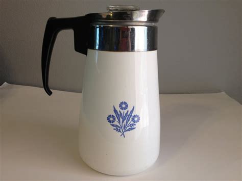 vintage corning ware  cup coffee pot blue cornflower etsy