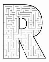 Printable Alphabet Capital Kids Letter Coloring Pages Mazes Maze sketch template