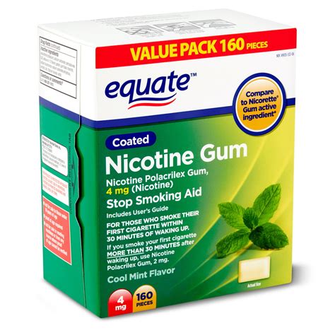 equate cool mint flavor coated nicotine gum  pack  mg  count