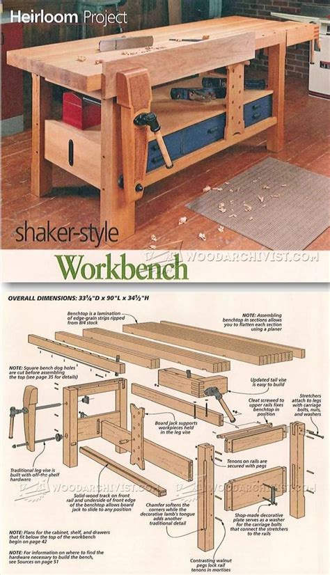 woodworking workbench plans shaker ofwoodworking