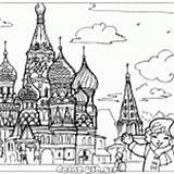 Cathedral Coloring Basils St Trinity Pskov Prague Hall Town sketch template