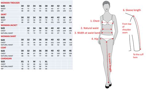 size chart  women uniforms  olino
