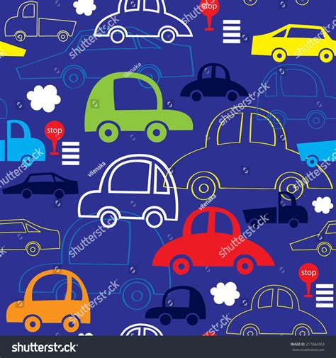 seamless kids background cars vector illustration stock vector royalty