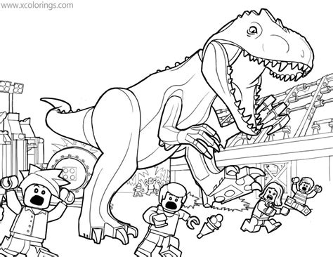 lego jurassic world coloring pages  rex opened  mouth xcoloringscom