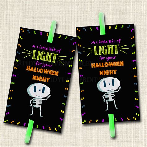 halloween glow stick favor tags  great alternative  candy  trick