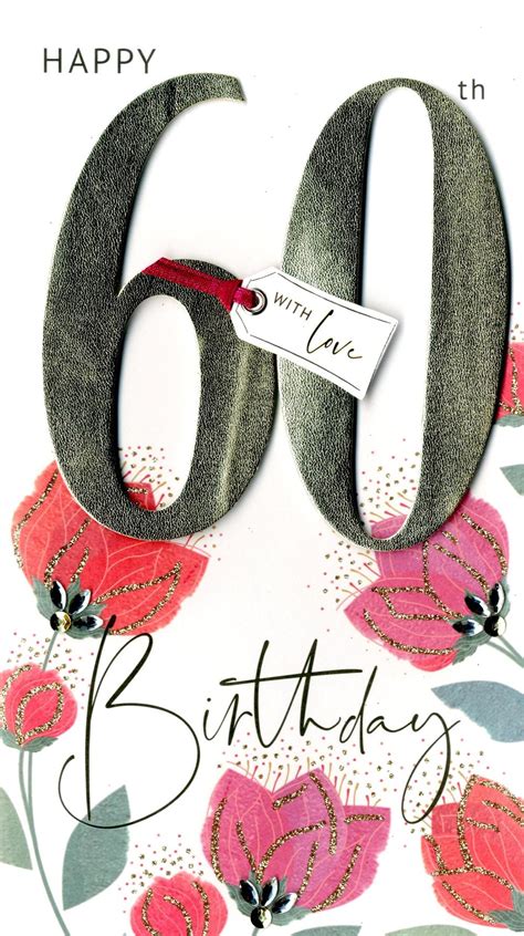 60th Birthday Greeting Card Hand Finished Cards