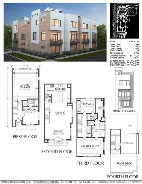 story townhouse plan   townhouse designs narrow lot