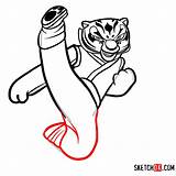 Panda Kung Fu Tigress Draw Drawing Step Kungfu Drawings Sketchok Cartoons Paintingvalley sketch template