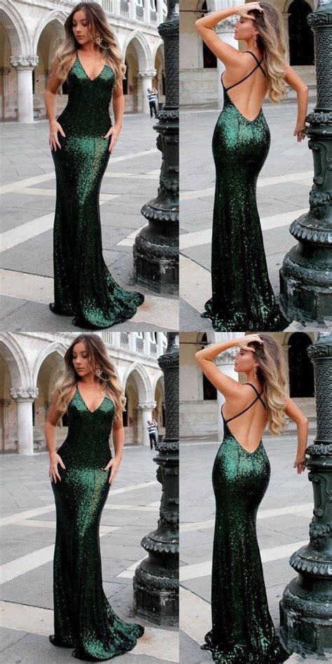 pin  nad  bene  female style fashion green prom dress glitter dress backless prom