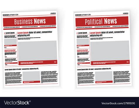 newspaper design template  red headline vector image