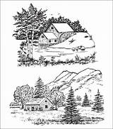 Heartfelt Creations Isola Stencils Landscape Pyrography Woodburning Adultos Adulti sketch template