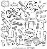Hair Salon Doodle Shop Barber Dress Vector Beauty Set Scribble Sketch Care Icon Shutterstock Preview sketch template