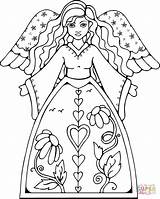 Coloring Pages Angel Beautiful Angels Printable Gabriel Color Christmas Print Drawing Paper Puzzle sketch template