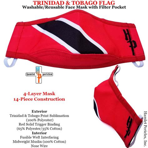 trinidad tobago flag face mask  filter pocket etsy flag face face mask mask