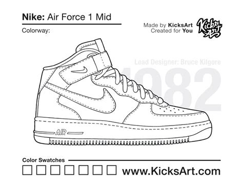 nike air force  mid sneaker coloring pages created  kicksart