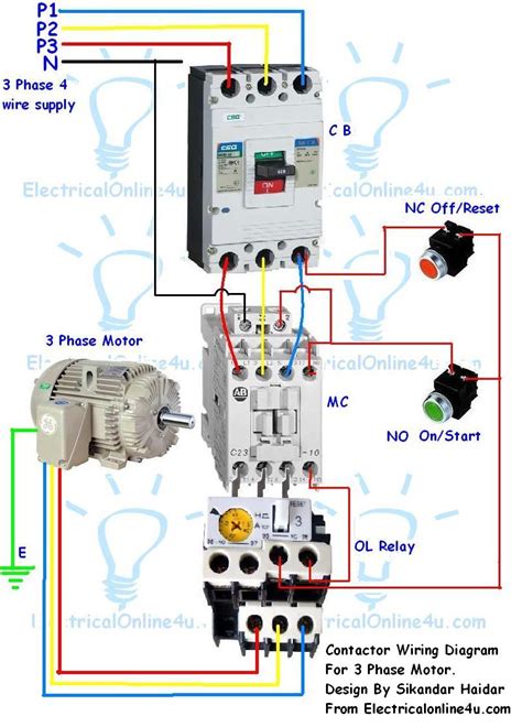 contactor wiring guide   phase motor  circuit breaker overload
