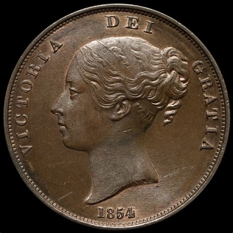 queen victoria young head copper penny aunc