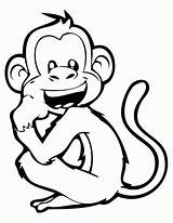 Monkey Coloring Laughing Pages Drawing Monkeys Kids Printable Line Print Hanging Cute Books Colouring Color Animal Drawings Sheets Book Adult sketch template
