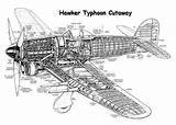 Cutaway Hawker Typhoon Air Fighter sketch template